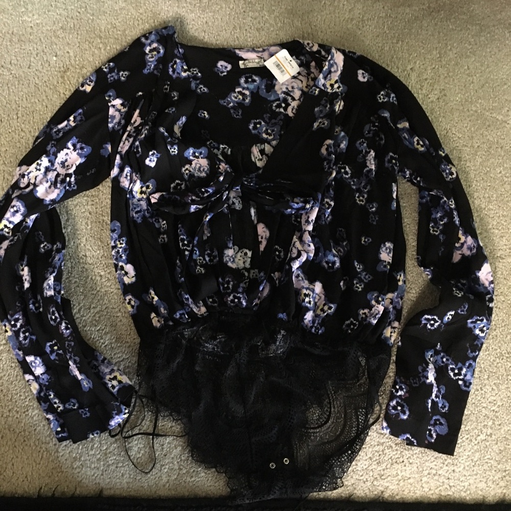 NWT Free People Floral Bodysuit Size Small